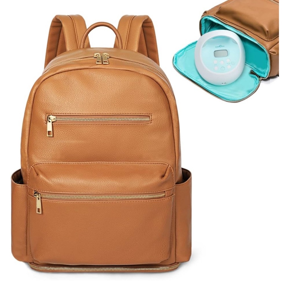 Faux leathered diaper backpack